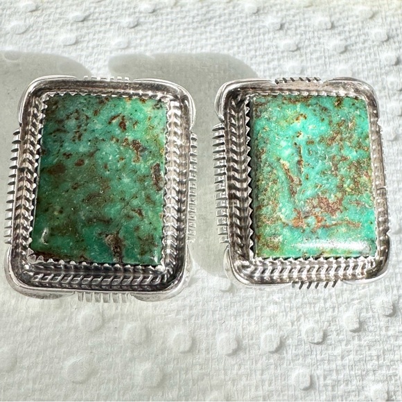 Maria Platero (Navajo) Sterling Silver Turquoise Post Earrings - Picture 3 of 16